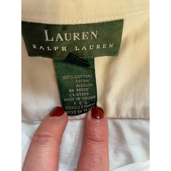Ralph Lauren Crest Women’s Classic White Cotton Button Up Long Sleeve Top Sz 14 - Picture 9 of 9